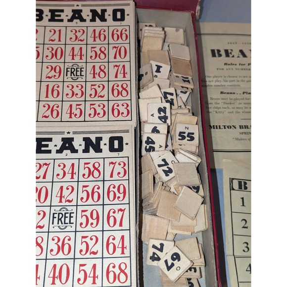 Antique Vintage 1930's  MB Beano A Complete Set Bingo Board Game Must See Rare - Picture 2 of 8